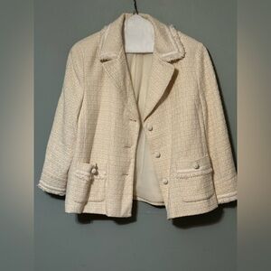 Talbots Ivory Textured Blazer